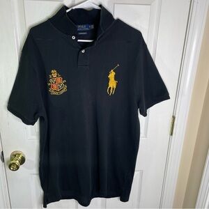 Polo Ralph Lauren Big Pony Crest Polo Shirt Black Custom Slim Fit Size XL
